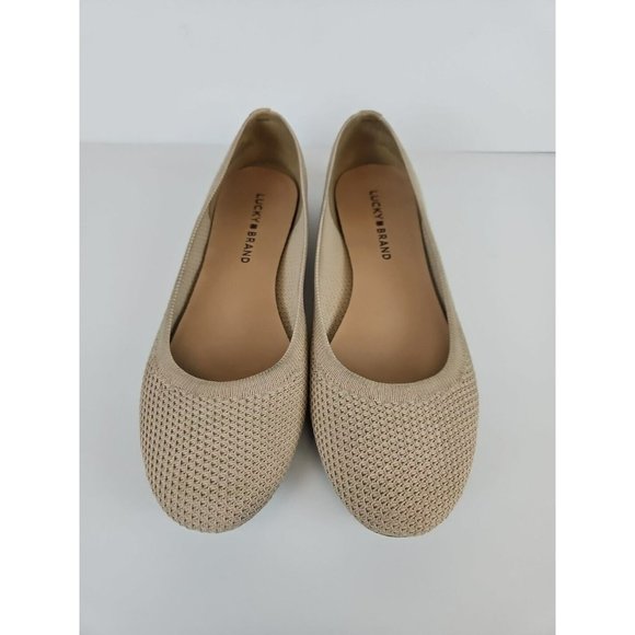 Lucky Brand Womens Size 7.5 Ballet Flats Shoes Tan Textile Slip On Dress Erin - Picture 1 of 7